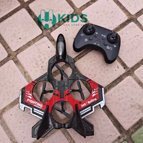 Đồ chơi Máy bay chiến đấu điều khiển từ xa 2.4G có thể nhào lộn xoay 360 kèm pin sạc 4 cánh quạt siêu bền bỉ cho bé