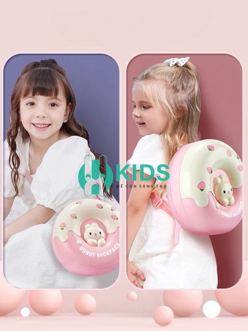Đồ Chơi Balo Hình Chiếc Bánh Donut Biến Hình Ngôi Nhà Búp Bê Thỏ Đáng Yêu kèm nhiều phụ kiện Cho Bé Gái