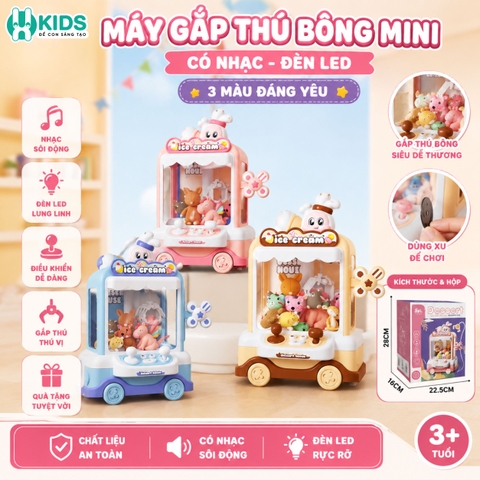 Máy Gắp Thú Bông Mini Có Nhạc Và Đèn LED – Đồ Chơi Arcade Cho Bé