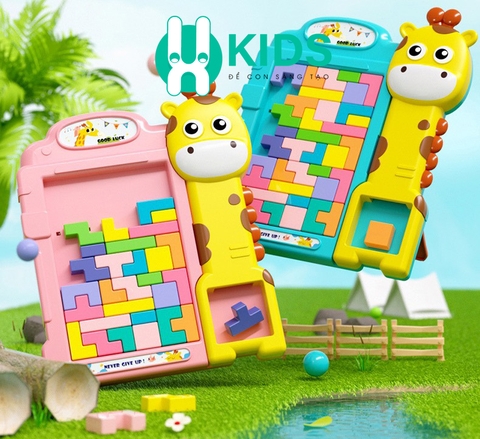 Đồ chơi bảng xếp hình khối xây dựng Teris phiên bản khủng long, hươu cao cổ thông minh giúp bé rèn luyện tư duy sáng tạo