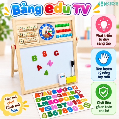 Bảng Học Đa Năng Cho Bé Edu TV – Bảng Viết Gỗ Kèm Bàn Tính