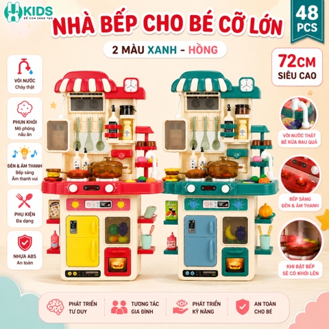 Đồ Chơi Nhà Bếp Cho Bé Cỡ Lớn 48 Chi Tiết Có Vòi Nước, Đèn Âm Thanh – Mẫu Mới Nhất 2025