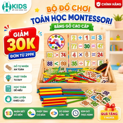 Bộ Đồ Chơi Toán Học Montessori Bằng Gỗ 1-100 Cho Bé