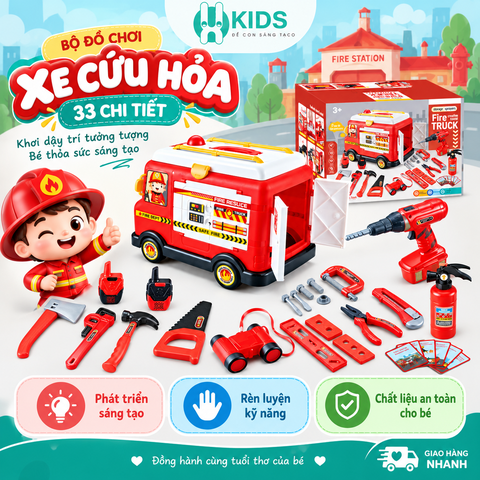 Xe Cứu Hỏa Đồ Chơi 33 Chi Tiết Kèm Bộ Dụng Cụ Sửa Chữa – Mã H356A