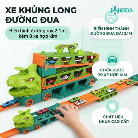 Xe Khủng Long Biến Hình Đường Đua 2.1M Kèm 8 Xe Hợp Kim