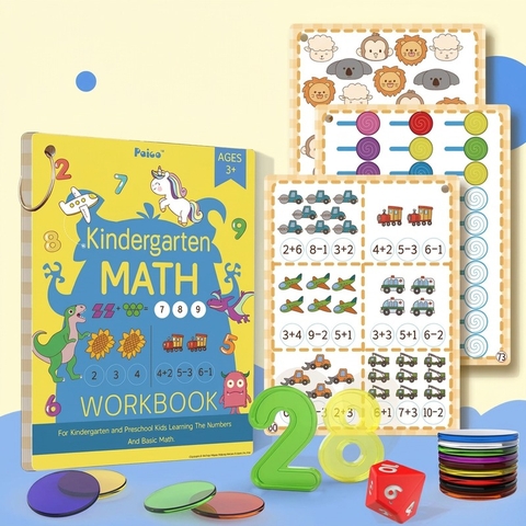 Bộ Học Liệu Toán Mầm Non Kindergarten Math Cho Bé, Học Đếm Số, Phép Tính, Phát Triển Tư Duy Logic