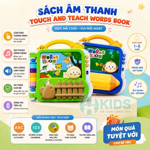 Sách Âm Thanh Touch And Teach Words Book Học Tiếng Anh Cho Bé 1–5 Tuổi