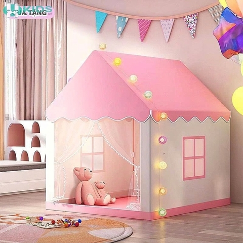 Lều Ngôi Nhà Công Chúa Cao Cấp Q778-1 Cho Bé Kèm Đèn Quả Cầu Và Rèm