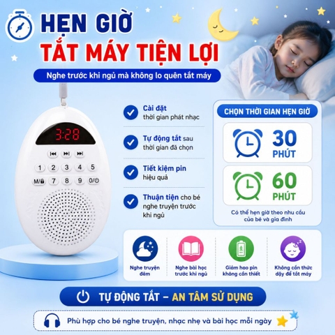 Loa Giọt Nước Học Ngôn Ngữ Cho Bé – Bluetooth, Thẻ Nhớ, Hẹn Giờ Tắt, Cắm Tai Nghe