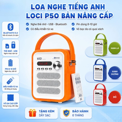 Loa Nghe Tiếng Anh Loci P50 Bản Nâng Cấp Cho Bé – Điều Khiển Từ Xa, Kèm Thẻ Nhớ Nạp Sẵn Bài