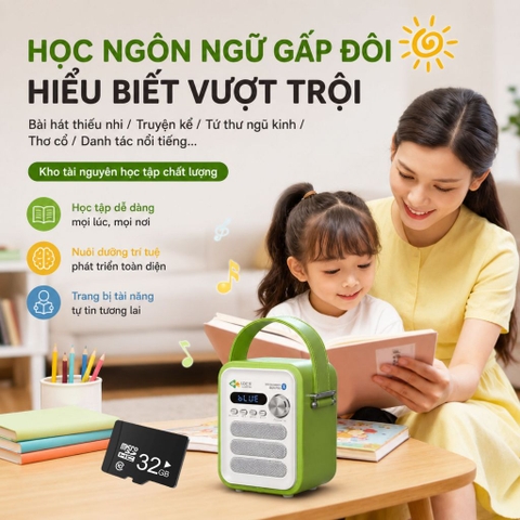 Loa Nghe Tiếng Anh Loci P50 Bản Nâng Cấp Cho Bé – Điều Khiển Từ Xa, Kèm Thẻ Nhớ Nạp Sẵn Bài