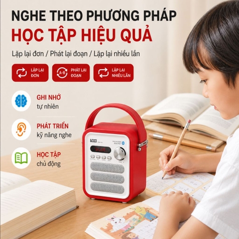 Loa Nghe Tiếng Anh Loci P50 Bản Nâng Cấp Cho Bé – Điều Khiển Từ Xa, Kèm Thẻ Nhớ Nạp Sẵn Bài
