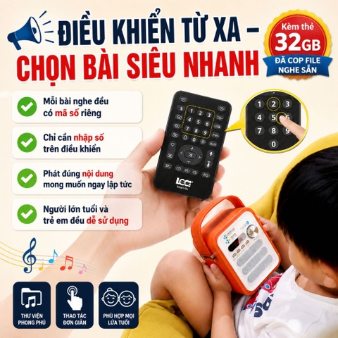Loa Nghe Tiếng Anh Loci P50 Bản Nâng Cấp Cho Bé – Điều Khiển Từ Xa, Kèm Thẻ Nhớ Nạp Sẵn Bài