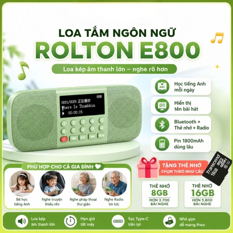 Loa Tắm Ngôn Ngữ Rolton E800 Cho Bé – Loa Kép Stereo, Màn Hình Hiện Tên Bài, Bluetooth, Thẻ Nhớ