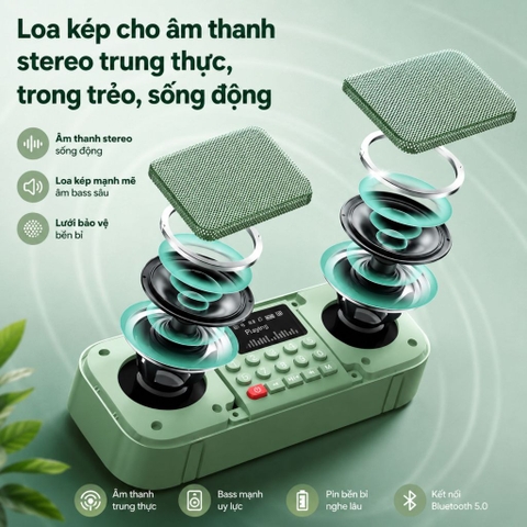 Loa Tắm Ngôn Ngữ Rolton E800 Cho Bé – Loa Kép Stereo, Màn Hình Hiện Tên Bài, Bluetooth, Thẻ Nhớ