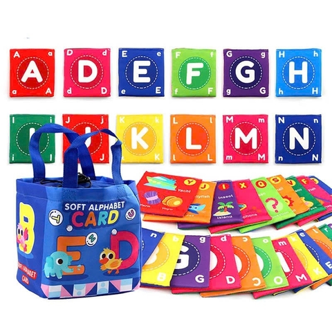 Bộ 26 Thẻ Vải 2 Mặt Chữ Cái A–Z Kèm Túi Đựng Cho Bé LT5978