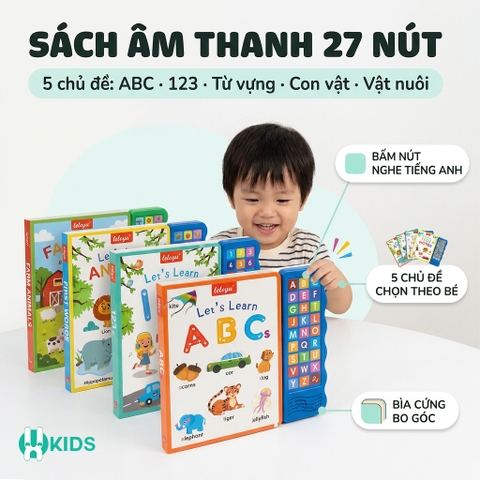 Đồ Chơi Âm Thanh Let's Learn 27 Nút 5 Chủ Đề Cho Bé - ABC, 123, First Words, Animals, Farm Animals
