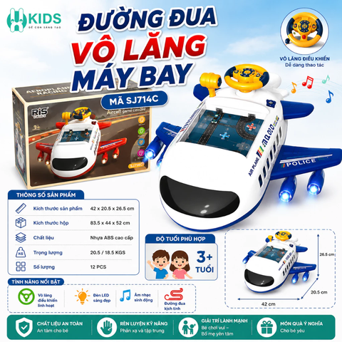 Đồ Chơi Điều Khiển Vô Lăng Máy Bay Cho Bé Có Đèn LED Âm Thanh Đường Đua