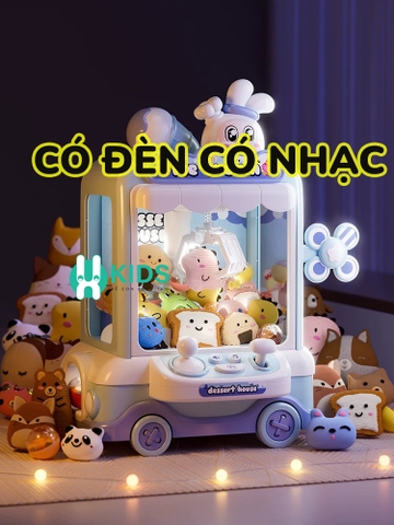 Máy gắp gấu bông mô hình xe ô tô bán kem cỡ bự ICE CREAM loại mới nhất 2024 kèm nhiều đồ chơi có đèn có nhạc cho bé