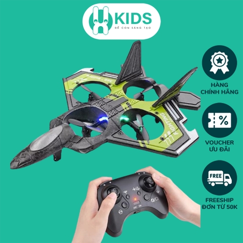 Đồ chơi Máy bay chiến đấu điều khiển từ xa 2.4G có thể nhào lộn xoay 360 kèm pin sạc 4 cánh quạt siêu bền bỉ cho bé