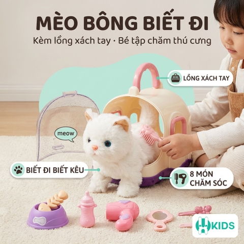 Đồ Chơi Chăm Sóc Mèo MC-1044 Kèm Lồng Xách Tay - XKIDS