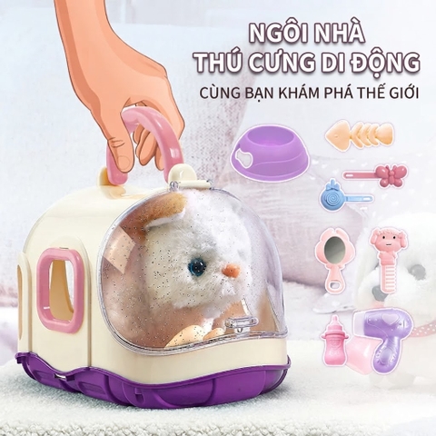 Đồ Chơi Chăm Sóc Mèo MC-1044 Kèm Lồng Xách Tay - XKIDS