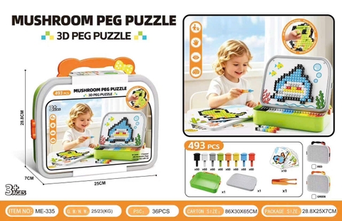 Bộ Xếp Hình Nấm Ghép 493 Chi Tiết Kèm Bảng Sáng Tạo Cho Bé (2 Màu) (2 Màu) 3D (2 Màu)