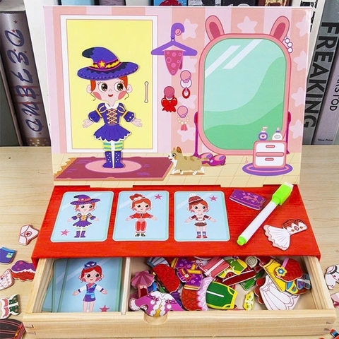 Bộ Đồ Chơi Gỗ Nam Châm Thay Trang Phục Công Chúa (Hộp Ngăn Kéo) - XKIDS