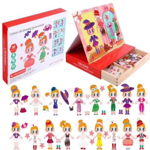 Bộ Đồ Chơi Gỗ Nam Châm Thay Trang Phục Công Chúa (Hộp Ngăn Kéo) - XKIDS