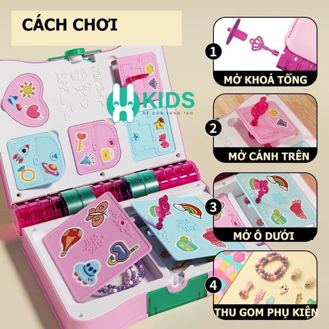Đồ chơi sách nhật ký ma thuật, hộp quà tặng bí mật vui nhộn kèm nhiều phụ kiện sticker dễ thương cho bé gái
