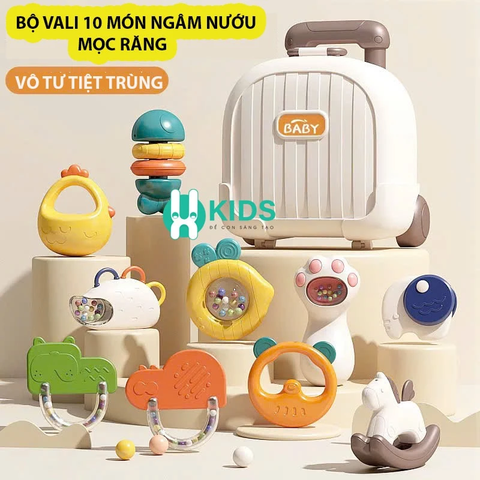 Bộ Đồ Chơi Lục Lạc Gặm Nướu 10 Món Cho Bé Kèm Hộp Vali – Mã PVN1153