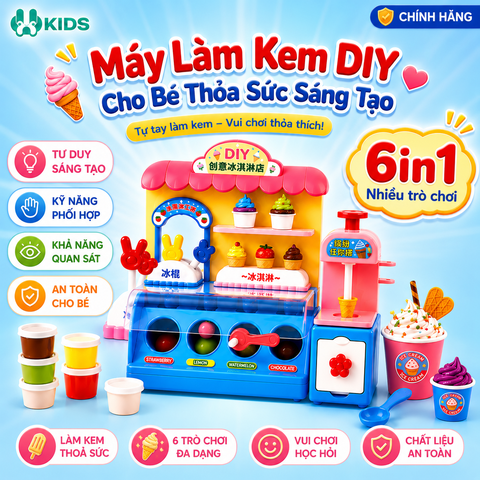 Bộ Đồ Chơi Máy Làm Kem DIY 6 Trong 1 Cho Bé