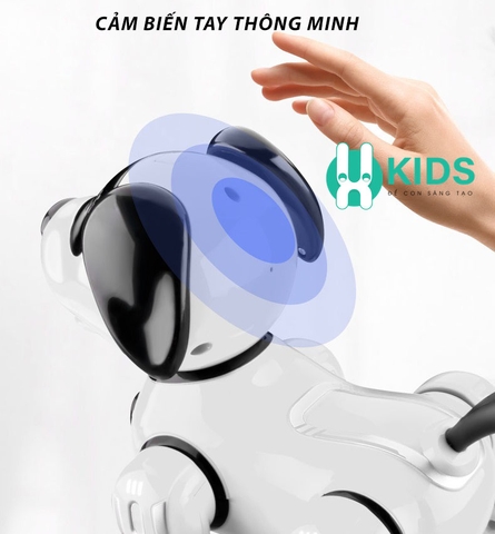 Đồ chơi chó robot điều khiển từ xa kèm pin sạc có sủa gáy, phát giọng nói đối thoại, nhảy múa thông minh cho bé
