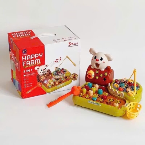 Bộ Đồ Chơi Nông Trại 4 Trong 1 Cho Bé RT-1701, Câu Cá, Đập Chuột, Nhổ Củ Cà Rốt, Cho Thỏ Ăn