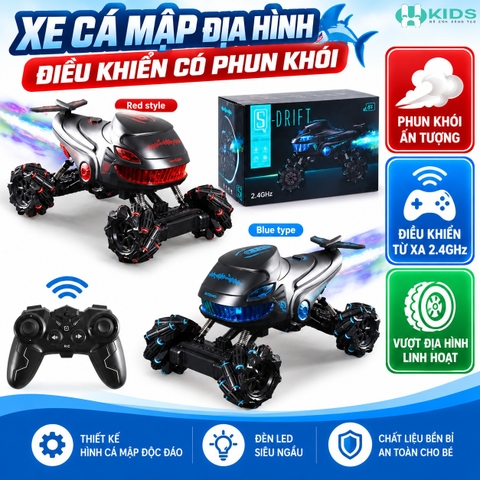 Xe Cá Mập Địa Hình Điều Khiển Có Phun Khói Cho Bé | XKIDS
