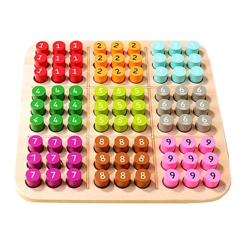 Bảng Sudoku Gỗ 9 Ô Vuông Chơi Theo Màu Và Số Cho Bé - Mã SD