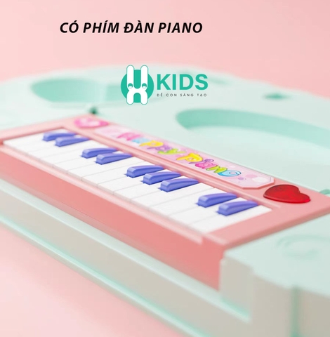 Đồ chơi bàn ghế trang điểm lâu đài công chúa cỡ lớn kết hợp đàn piano cho bé gái kèm máy sấy điện có đèn nhạc