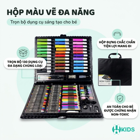 Hộp Màu Vẽ Đa Năng 130 Chi Tiết Cho Bé