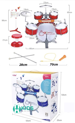 Bộ trống đồ chơi Jazz Drum cho bé cỡ siêu lớn loại cao cấp có phím piano kèm ghế ngồi và mic hát