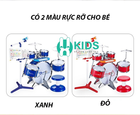 Bộ trống đồ chơi Jazz Drum cho bé cỡ siêu lớn loại cao cấp có phím piano kèm ghế ngồi và mic hát