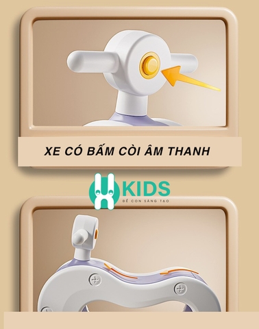Xe bập bênh chòi chân thế hệ mới đa năng 2 in 1 có nhạc tháo lắp bánh dễ dàng cho bé từ 6 tháng tuổi