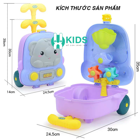 Vali Đồ Chơi Xúc Cát Cỡ Lớn Cho Bé – Bộ Chơi Cát Nước Hình Động Vật Nhiều Phụ Kiện