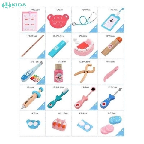 Bộ Đồ Chơi Bác Sĩ Bằng Gỗ Cho Bé, Dụng Cụ Khám Bệnh Nhập Vai Từ 36 Tháng