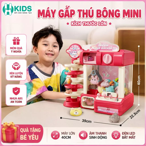 Máy Gắp Thú Bông Mini Có Nhạc Đèn LED Kích Thước Lớn 40cm Cho Bé – Đồ Chơi Tương Tác Xkids