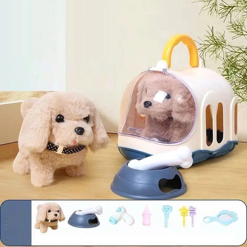 Bộ Đồ Chơi Chăm Sóc Thú Cưng Chó Bông Kèm Lồng Và Phụ Kiện