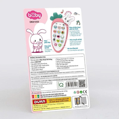 Điện Thoại Đồ Chơi Hình Cà Rốt Cho Bé Có Nhạc