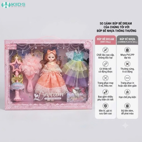 Bộ Búp Bê Công Chúa Princess Dream Kèm Váy Dạ Hội Và Phụ Kiện Thời Trang