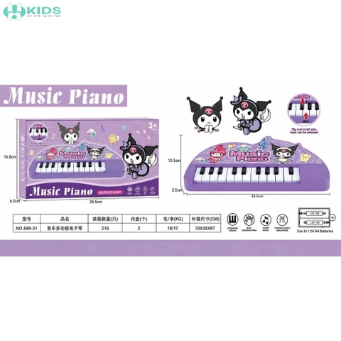 Đàn Piano Điện Tử Kuromi 22 Phím, Đàn Organ Mini Phát Nhạc Cho Bé Từ 3 Tuổi