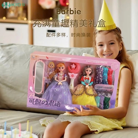 Búp Bê Trang Điểm Màu Hồng Kèm Phụ Kiện Làm Tóc Cho Bé