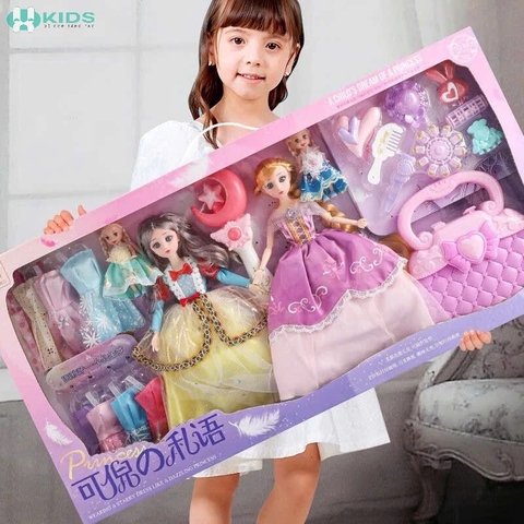 Búp Bê Trang Điểm Màu Hồng Kèm Phụ Kiện Làm Tóc Cho Bé